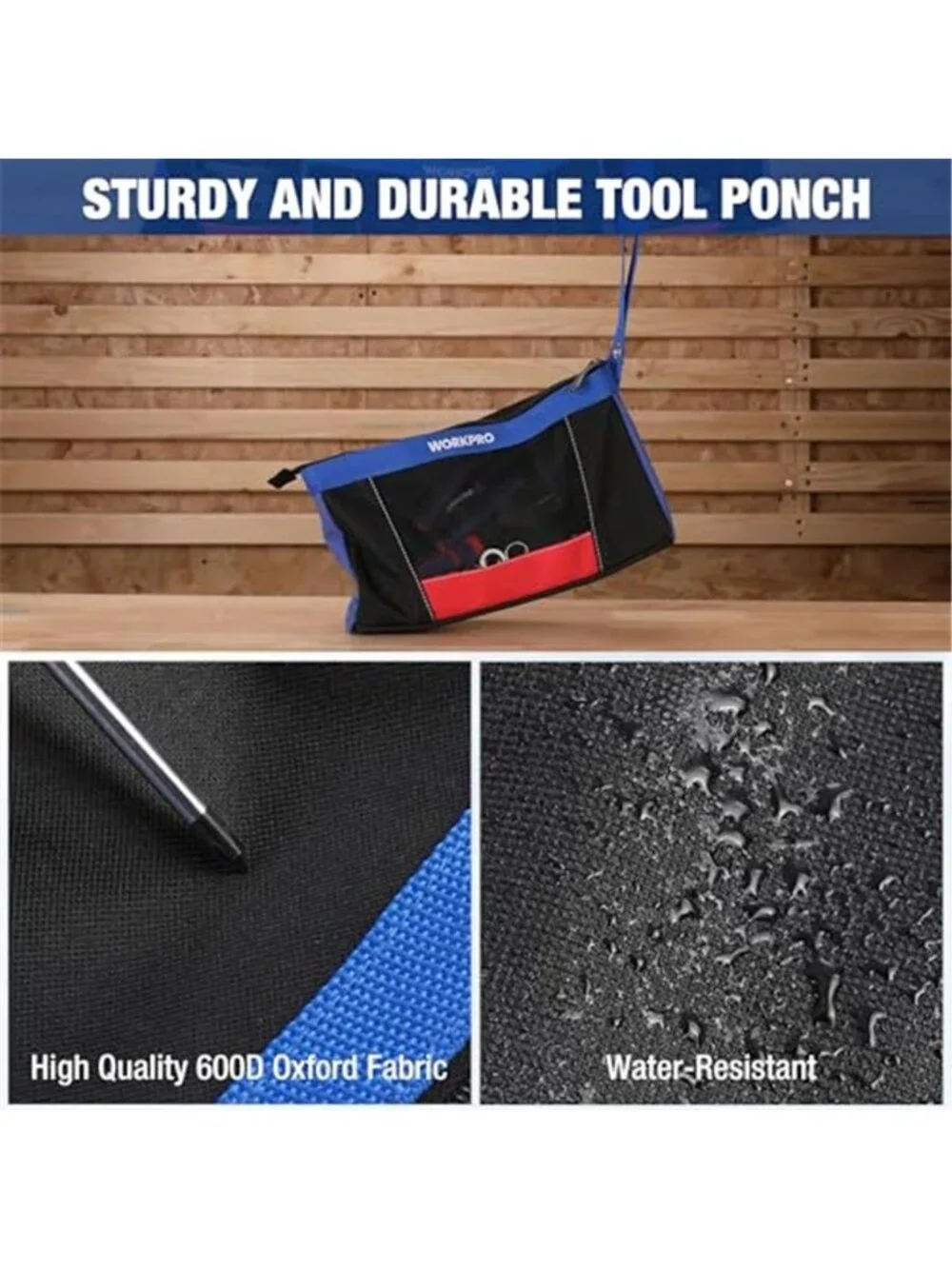 Heavy Duty Tool Pouch Organizer Zipper Storage Bag Mesh Utility Work Bag